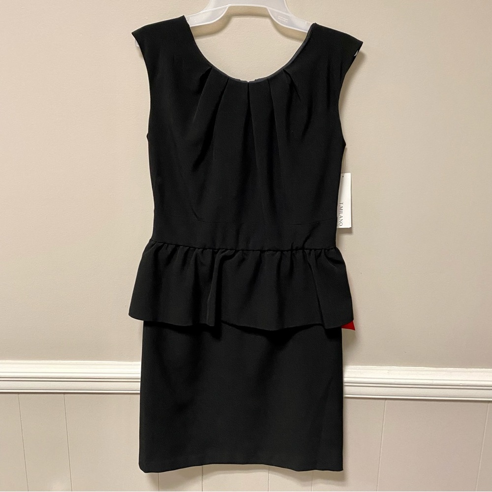 T Milano Black Peplum Dress 👗 Sz 6 NWT
